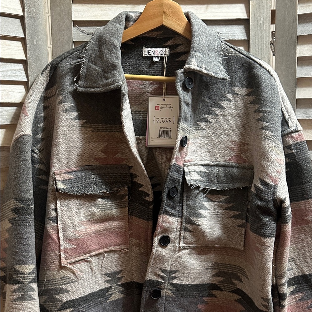 Geometric Patterned Button-Up Jacket - image 5